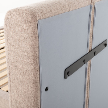 Riley Queen Bed Frame With Wings, Beige