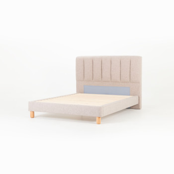 Riley Queen Bed Frame With Wings, Beige
