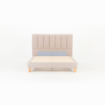 Riley Queen Bed Frame With Wings, Beige