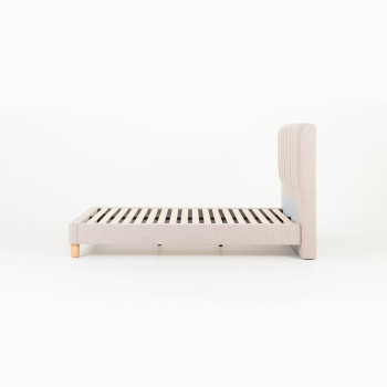 Riley Queen Bed Frame With Wings, Beige