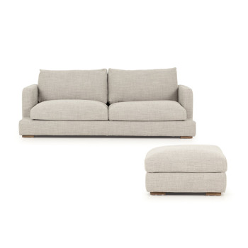 Stellar 3 Seater + Ottoman, Light Grey