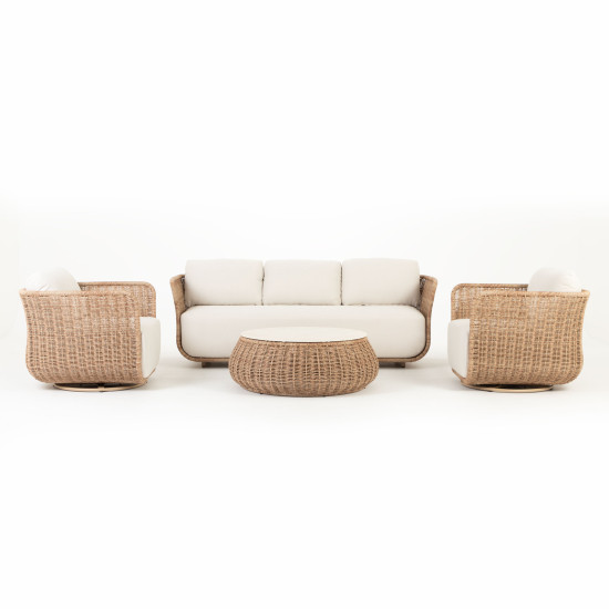 Tangier 4 Piece Outdoor Lounge Set With Coffee Table, Natural