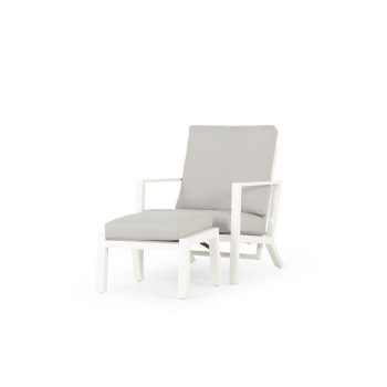 Venus Outdoor Recliner Chair with Ottoman, White