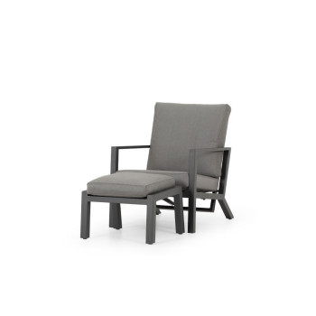 Venus Outdoor Recliner Chair with Ottoman, Gunmetal