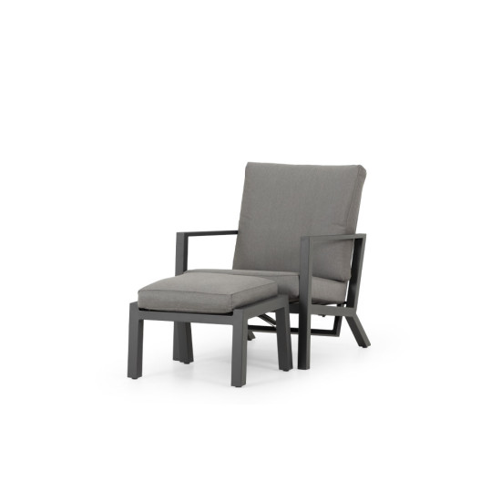 Venus Outdoor Recliner Chair with Ottoman, Gunmetal