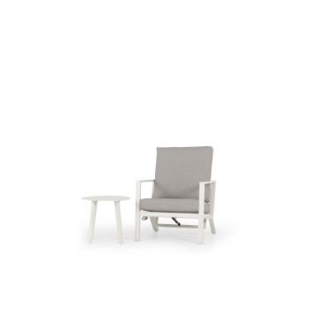 Venus Outdoor Recliner Chair with Side Table, White