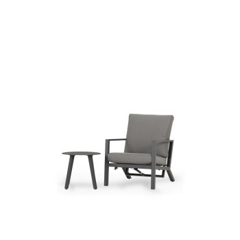 Venus Outdoor Recliner Chair with Side Table, Gunmetal
