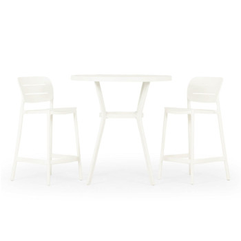 Venus 3 Piece Outdoor Bar Set, White