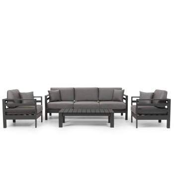 Venus 4 Piece Outdoor Lounge Set With Coffee Table, Gunmetal