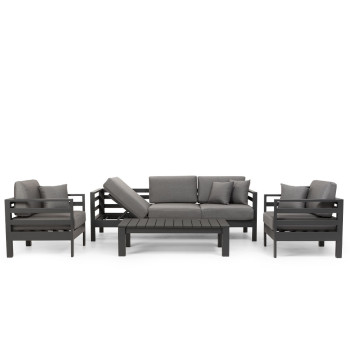 Venus 4 Piece Outdoor Lounge Set With Coffee Table, Gunmetal