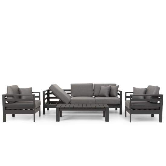 Venus 4 Piece Outdoor Lounge Set With Coffee Table, Gunmetal