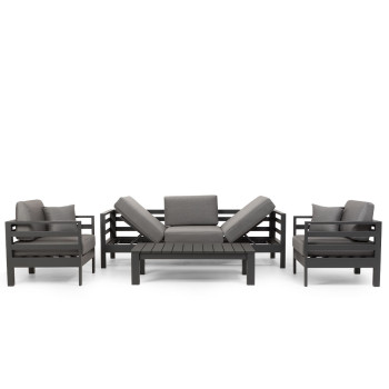 Venus 4 Piece Outdoor Lounge Set With Coffee Table, Gunmetal
