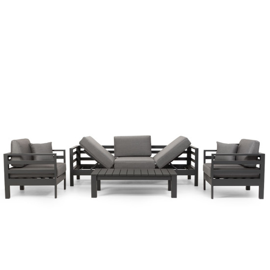 Venus 4 Piece Outdoor Lounge Set With Coffee Table, Gunmetal