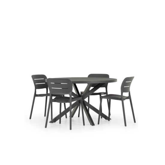 Venus & Avery 5 Piece Dining Set - W120, Gunmetal