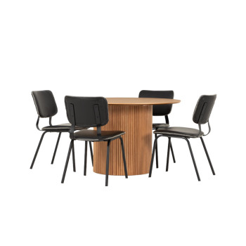 Malmo 5 Piece Dining Set with Vintage School Chair- W120