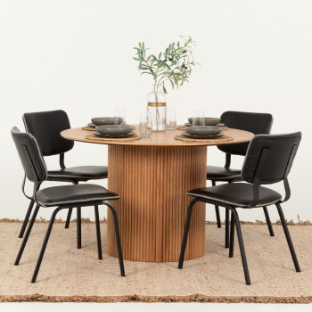 Malmo 5 Piece Dining Set with Vintage School Chair- W120