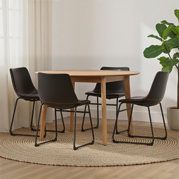 Vintage & Norsk 5 Piece Dining Set - W120, Black
