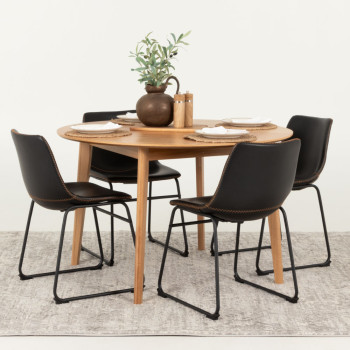 Vintage & Norsk 5 Piece Dining Set - W120, Black