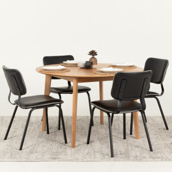 Norsk 5 Piece Dining Set with Vintage School Chair- W120