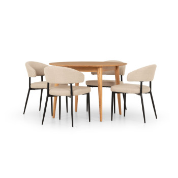 Nordic & Whitly 5 Piece Dining Set - W110, Beige