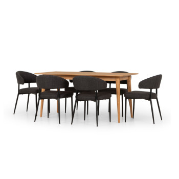 Nordic & Whitly 7 Piece Dining Set - W160, Charcoal