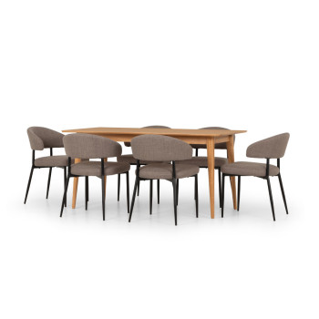 Nordic & Whitly 7 Piece Dining Set - W160, Grey