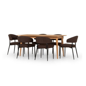 Nordic & Whitly 7 Piece Dining Set - W160, Dark Brown