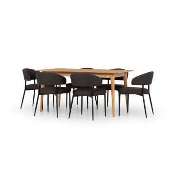 Nordic & Whitly 7 Piece Dining Set - W160/210, Charcoal
