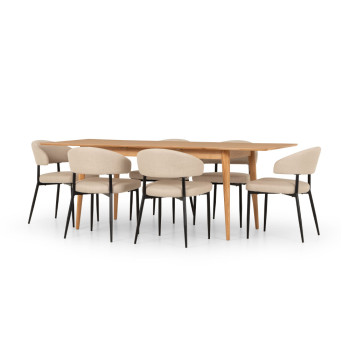 Nordic & Whitly 7 Piece Dining Set - W160/210, Beige