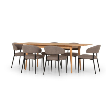 Nordic & Whitly 7 Piece Dining Set - W160/210, Grey