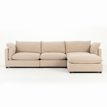 Zoey 3 Seater Modular Sofa With Ottoman, Brown