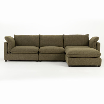 Zoey 3 Seater Modular Sofa With Ottoman, Green