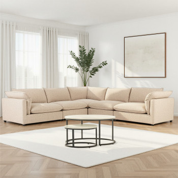 Zoey 5 Seater Corner Modular Sofa, Brown