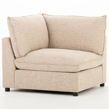 Zoey 4 Seater Modular Right Hand Facing Corner Sofa with Ottoman, Brown
