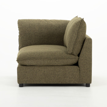 Zoey 4 Seater Modular Right Hand Facing Corner Sofa with Ottoman, Green