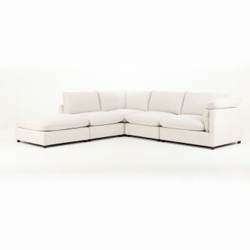 Zoey 4 Seater Modular Left Hand Facing Corner Sofa with Ottoman, Natural