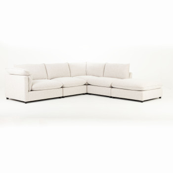 Zoey 4 Seater Modular Right Hand Facing Corner Sofa with Ottoman, Natural