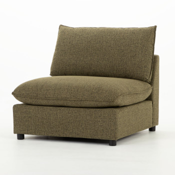 Zoey 5 Seater Corner Modular Sofa With Ottoman, Green