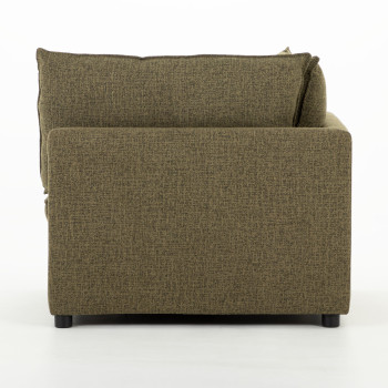 Zoey 5 Seater Corner Modular Sofa With Ottoman, Green