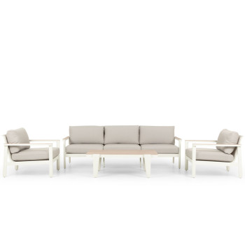 Lucia 4 Piece Outdoor Lounge Set with Coffee Table, White