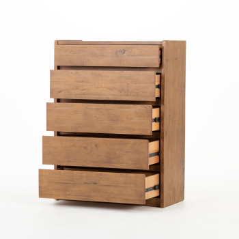 Ashby 5 Drawer Tallboy, Rustic Brown