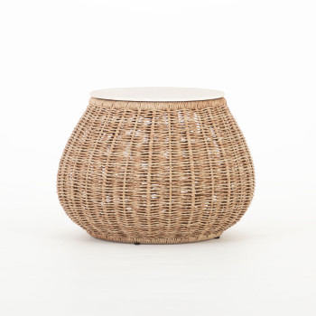 Tangier Outdoor Round Side Table, Natural