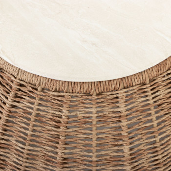 Tangier Outdoor Round Side Table, Natural