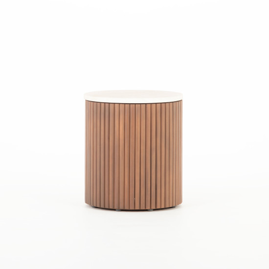 Dakota Indoor/Outdoor Side Table - W40, Walnut Brown