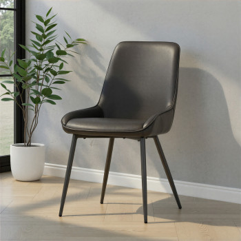 Brookby Dining Chair With Metal Leg, Black