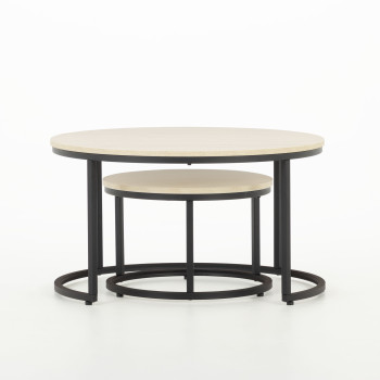 Jemma Set of 2 Round Side Tables KD, Black