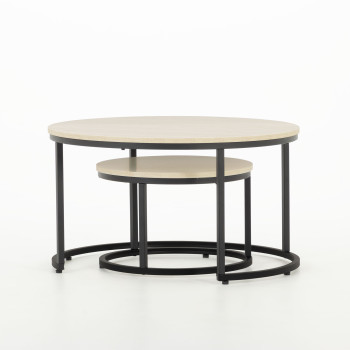 Jemma Set of 2 Round Side Tables KD, Black