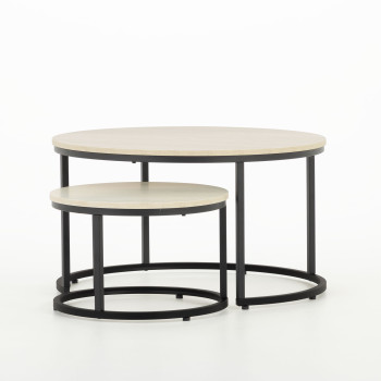 Jemma Set of 2 Round Side Tables KD, Black