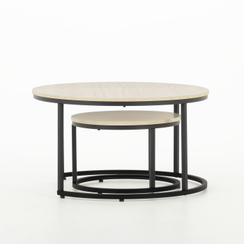 Jemma Set of 2 Round Side Tables KD, Black