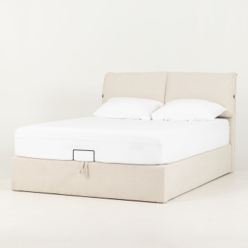 Sabina Lift Up Queen Bed Frame, Oatmeal